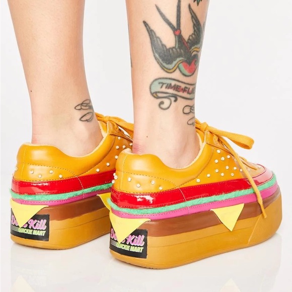 RARE Extra Cheese Please Burger Sneakers - Picture 3 of 11